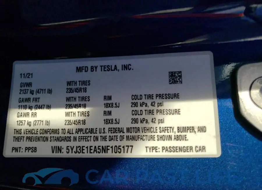 5YJ3E1EA5NF105177# 10