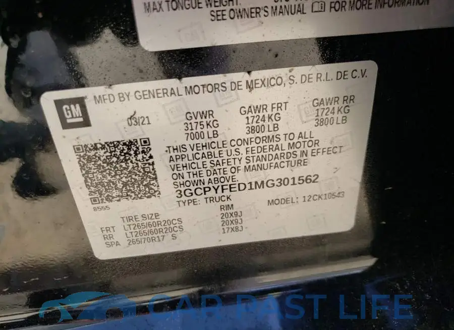 3GCPYFED1MG301562# 12