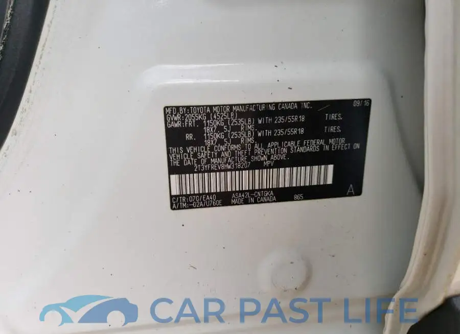 2T3YFREV8HW318207# 10