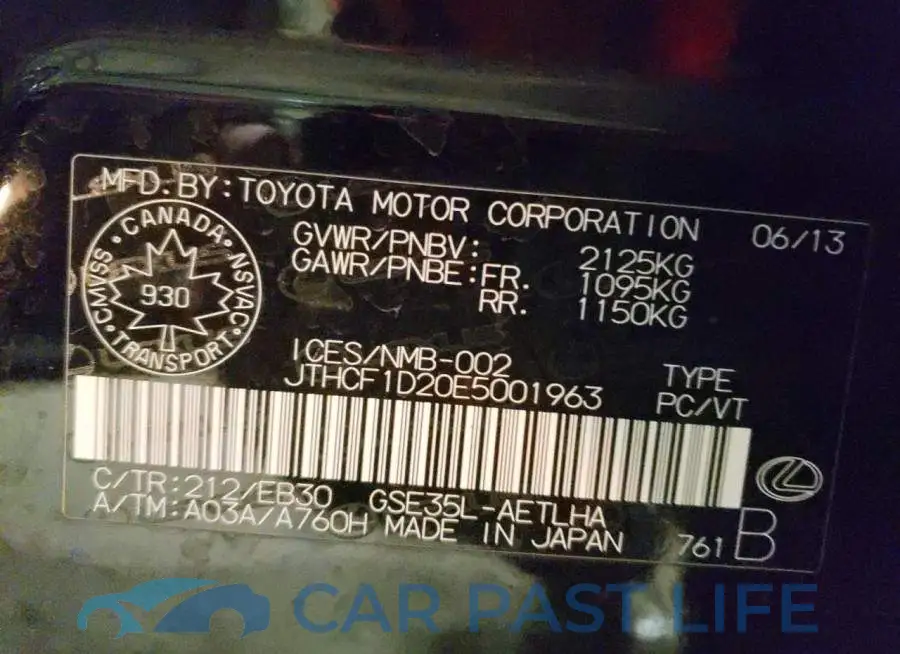 JTHCF1D20E5001963# 10