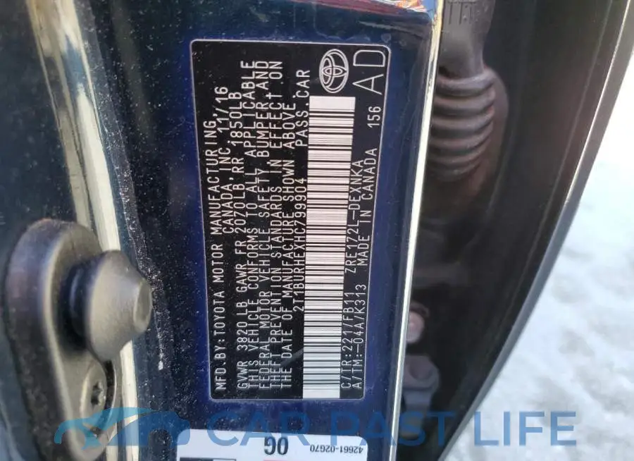 2T1BURHEXHC799904# 12
