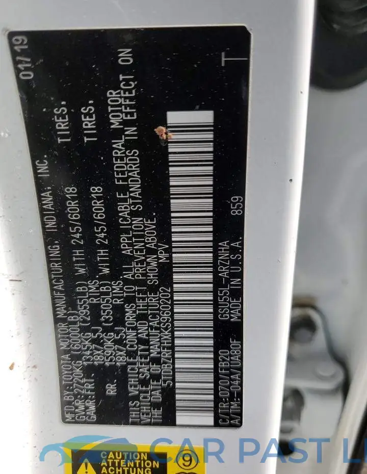 5TDBZRFHXKS960202# 12