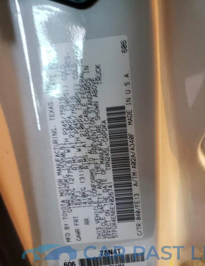 5TFUX4EN6EX026741# 12