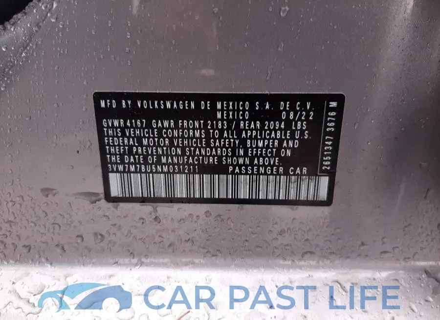 3VW7M7BU5NM031211# 12