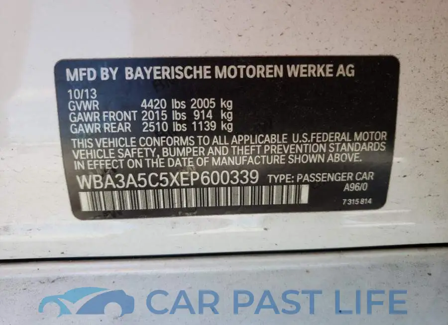 WBA3A5C5XEP600339# 12