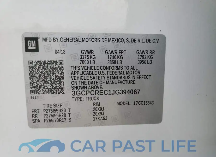 3GCPCREC1JG394067# 10