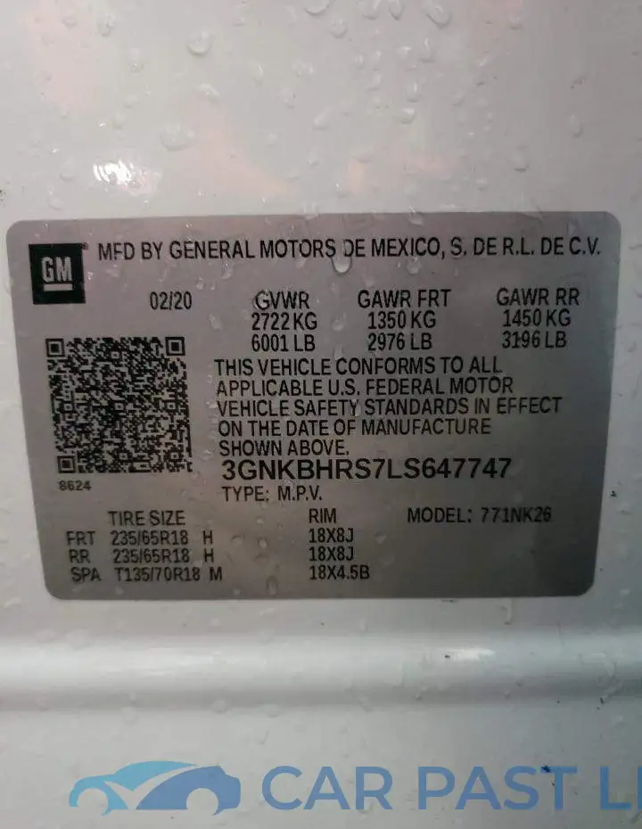 3GNKBHRS7LS647747# 10