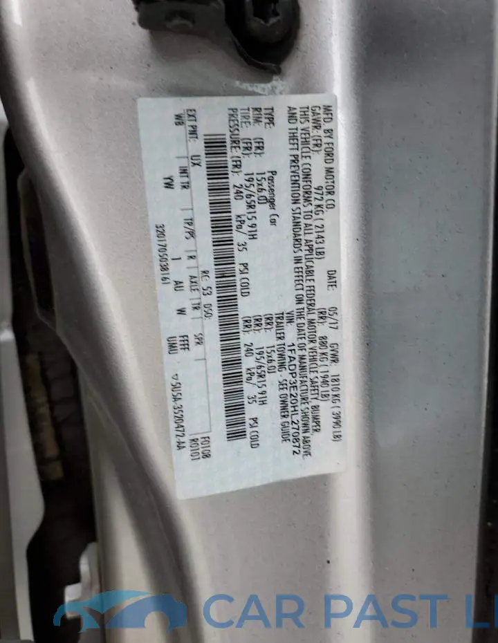 1FADP3E20HL270872# 12