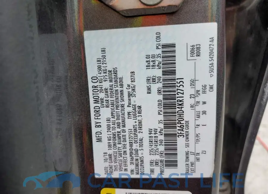 3FA6P0HD4KR127551# 12