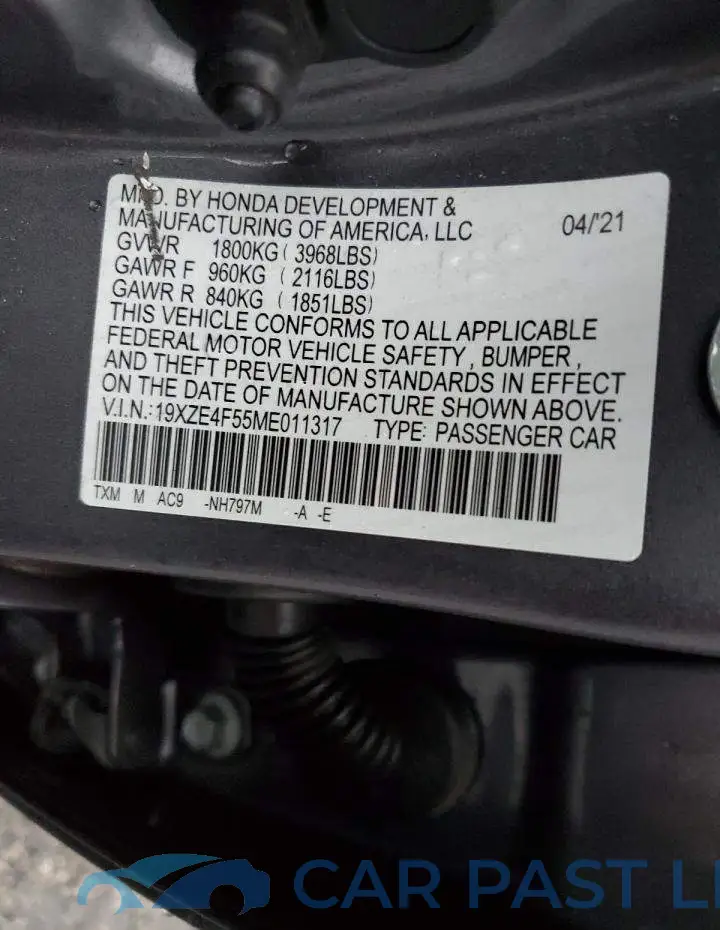 19XZE4F55ME011317# 12