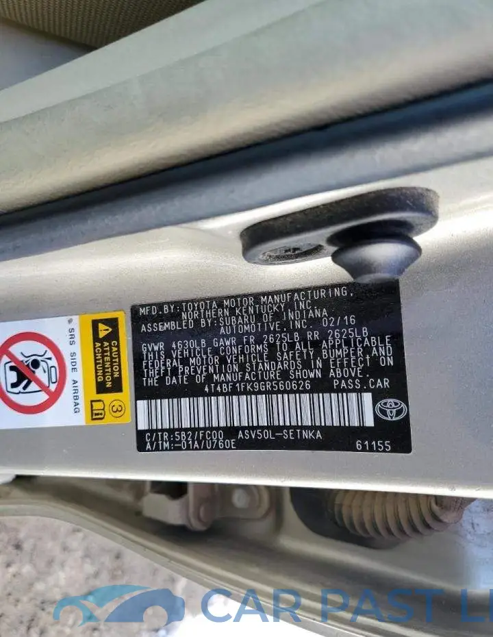 4T4BF1FK9GR560626# 13