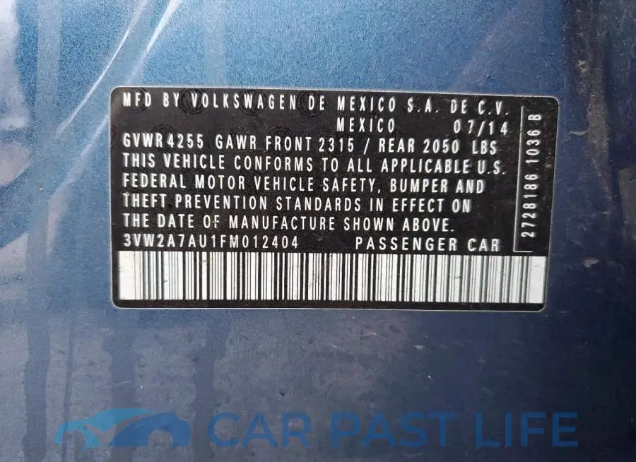3VW2A7AU1FM012404# 12
