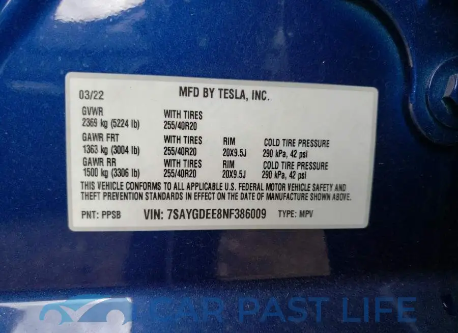 7SAYGDEE8NF386009# 12