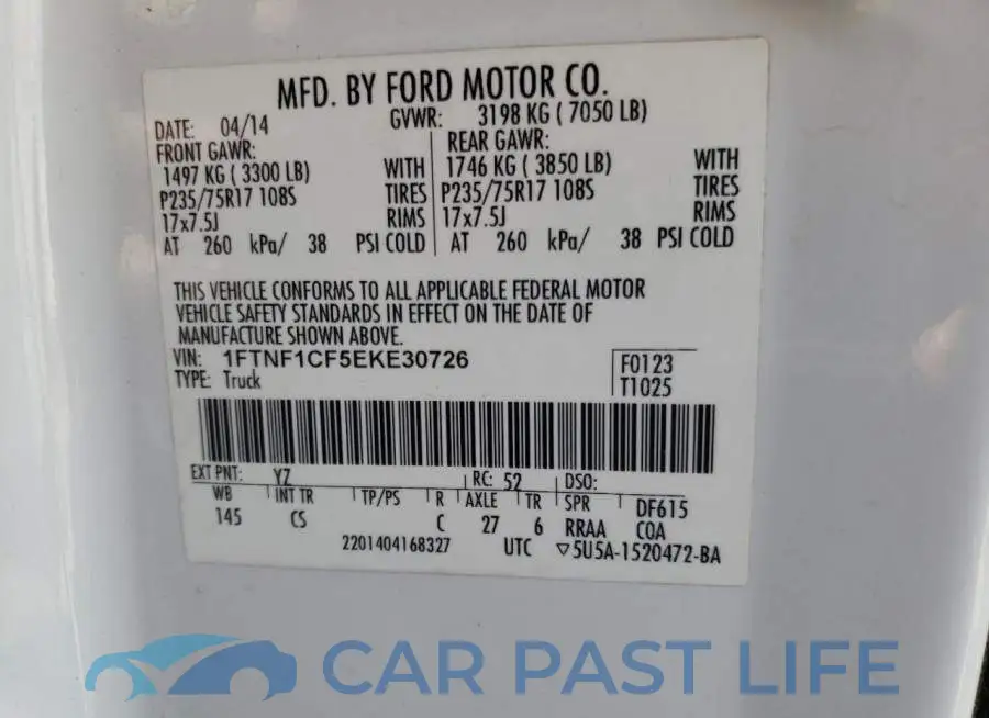 1FTNF1CF5EKE30726# 12