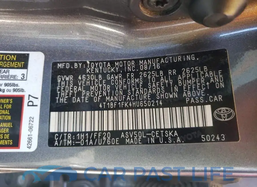 4T1BF1FK4HU650214# 10