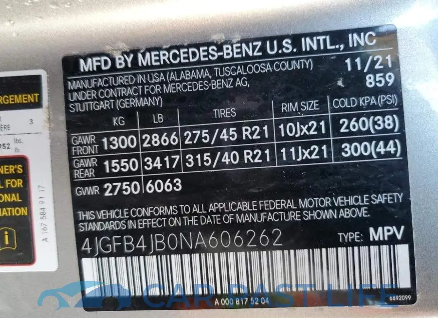 4JGFB4JB0NA606262# 13