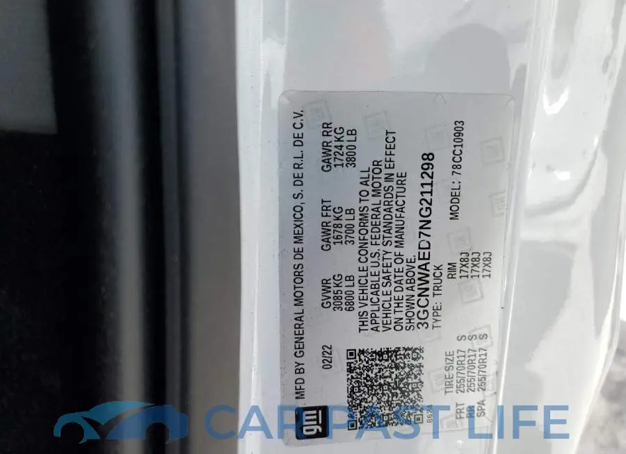 3GCNWAED7NG211298# 12