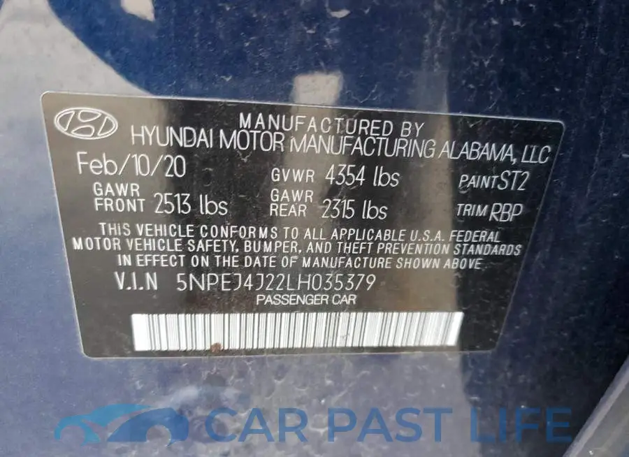 5NPEJ4J22LH035379# 12