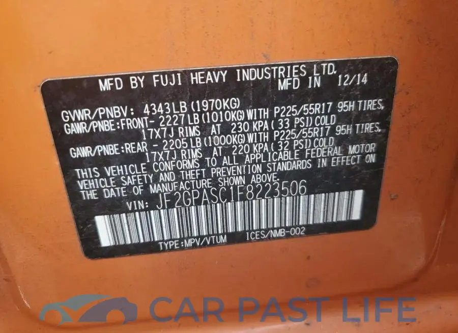 JF2GPASC1F8223506# 12