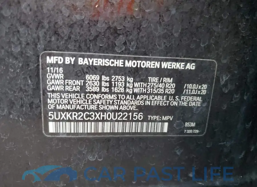 5UXKR2C3XH0U22156# 12
