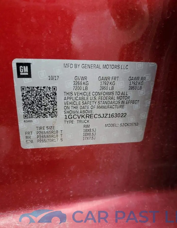 1GCVKREC5JZ163022# 12