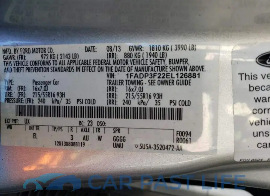 1FADP3F22EL126881# 12