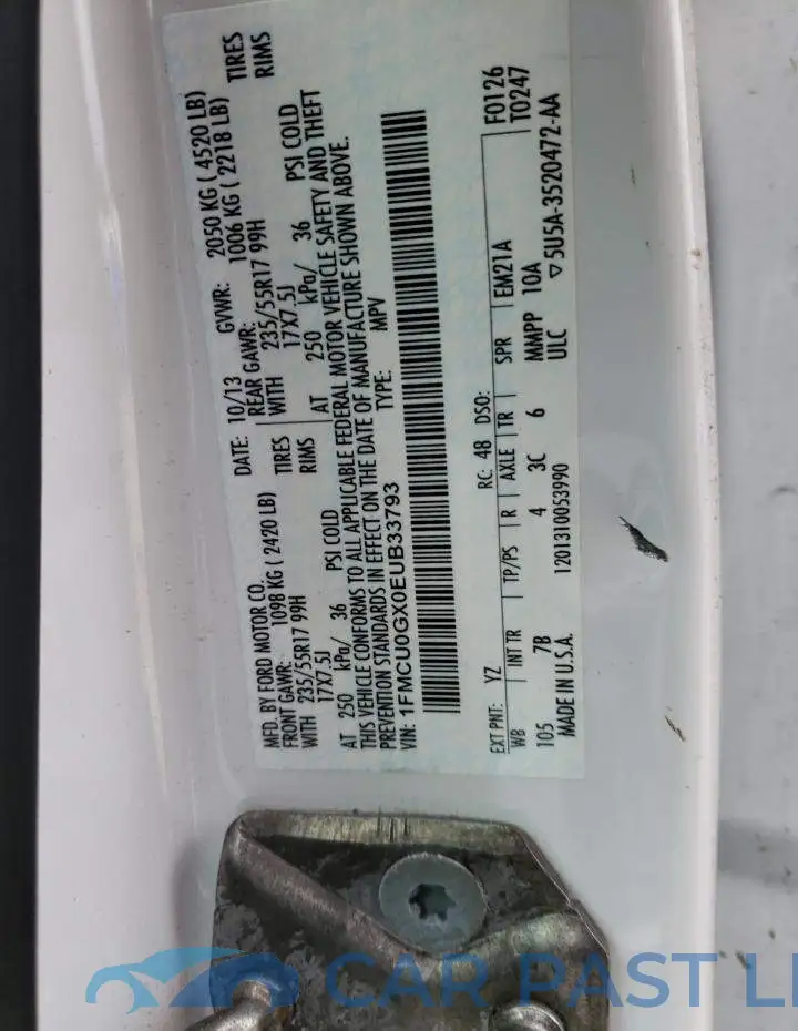 1FMCU0GX0EUB33793# 13
