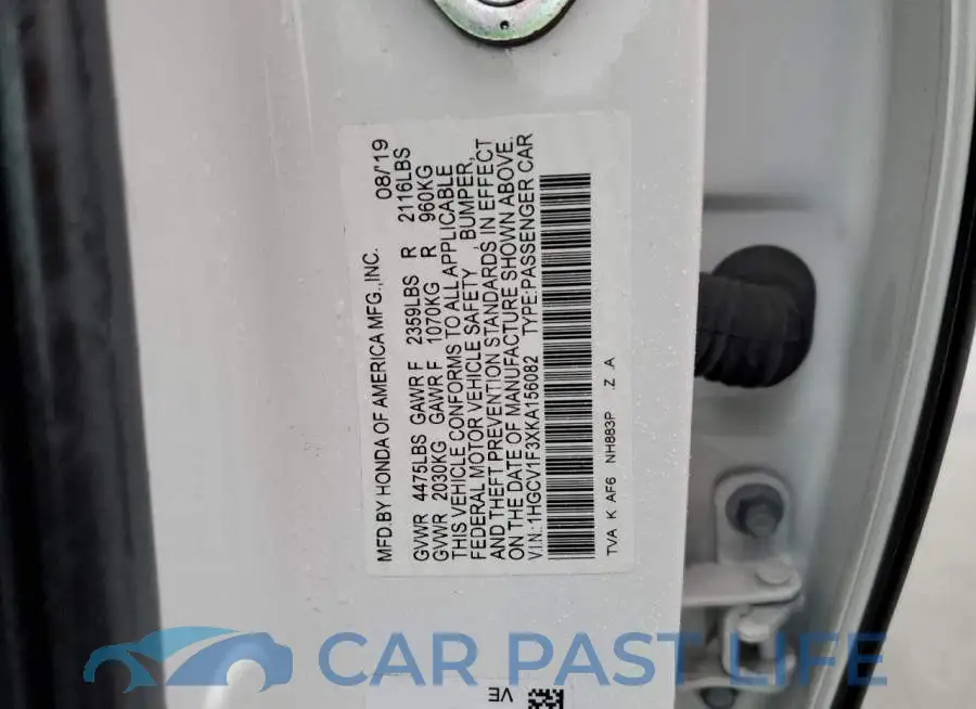 1HGCV1F3XKA156082# 12