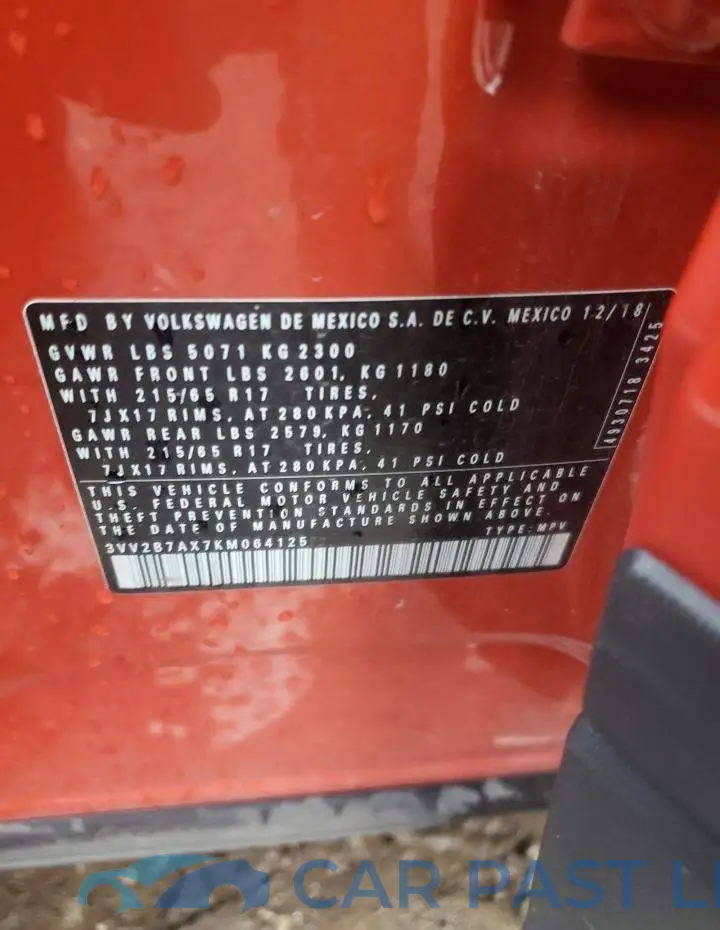 3VV2B7AX7KM064125# 12