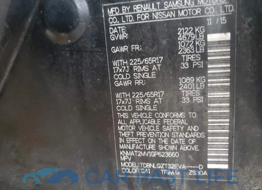 KNMAT2MV1GP623660# 12
