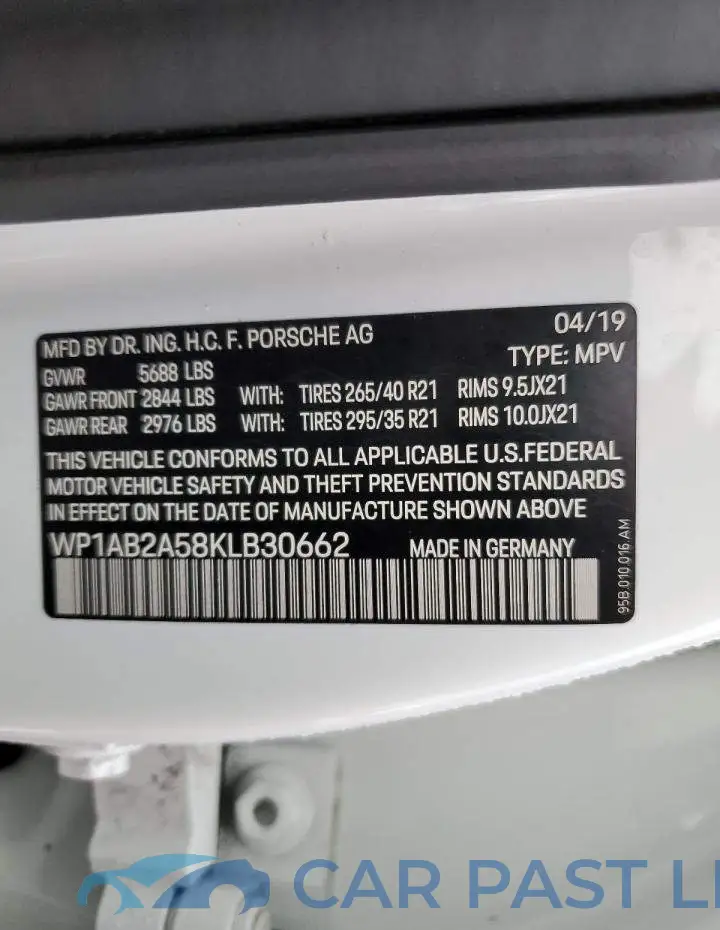 WP1AB2A58KLB30662# 13