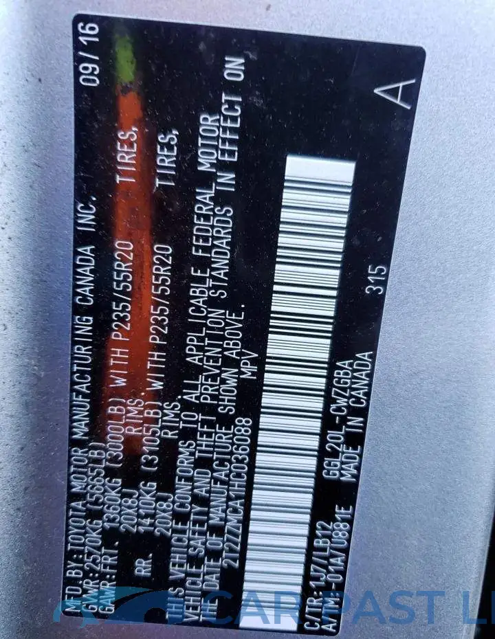 2T2ZZMCA1HC036088# 14