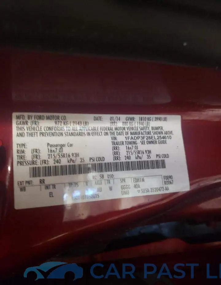 1FADP3F28EL254610# 12