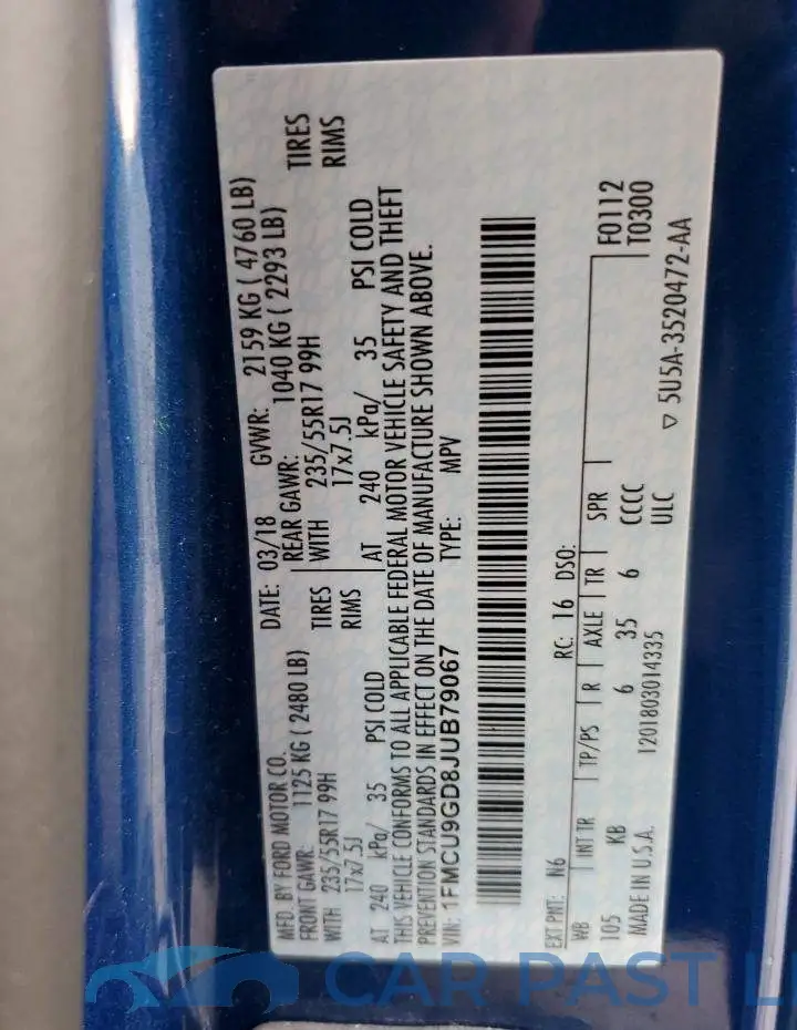 1FMCU9GD8JUB79067# 12
