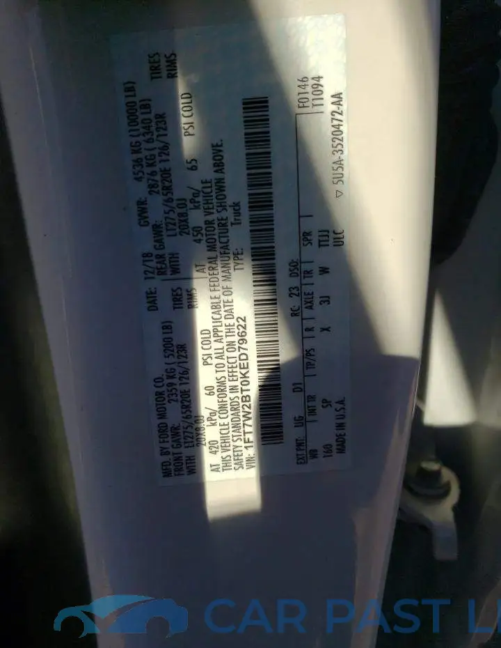 1FT7W2BT0KED79622# 12
