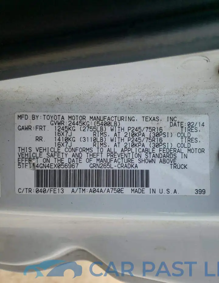 5TFTU4GN4EX056967# 12