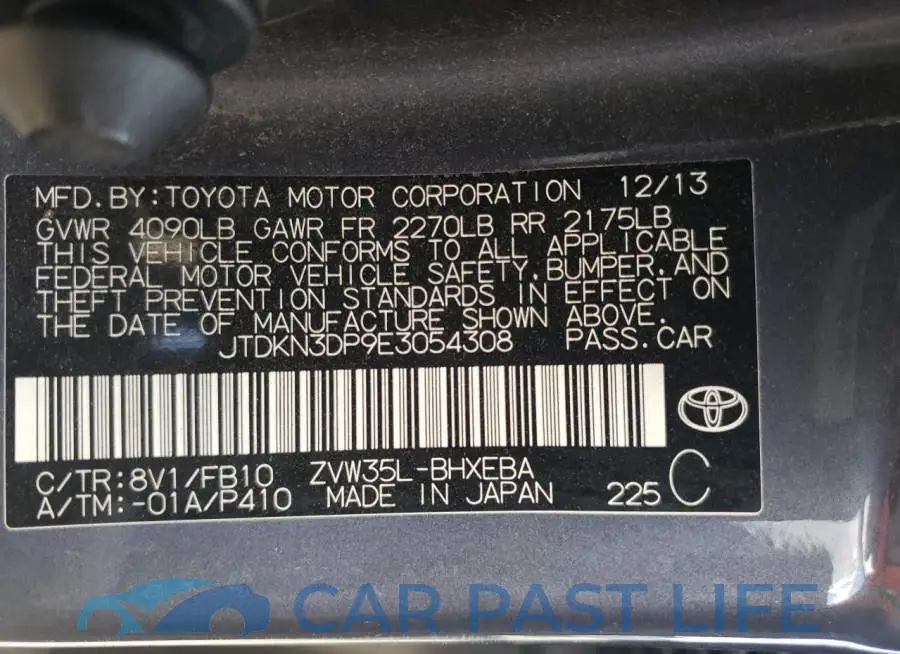 JTDKN3DP9E3054308# 13