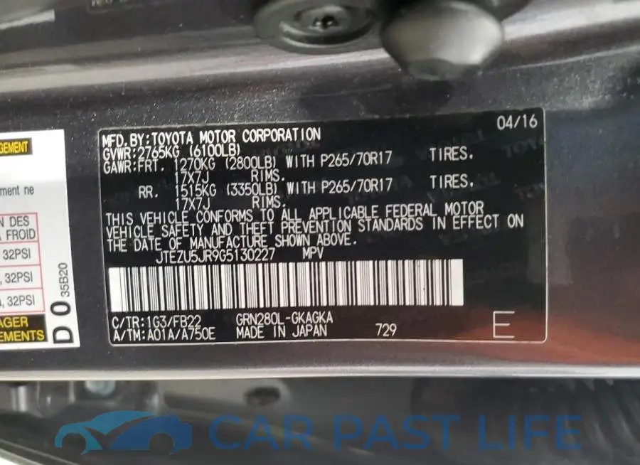 JTEZU5JR9G5130227# 13