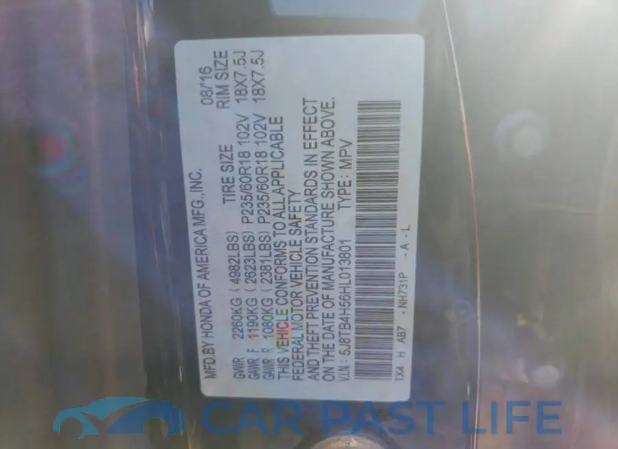 5J8TB4H56HL013801# 12