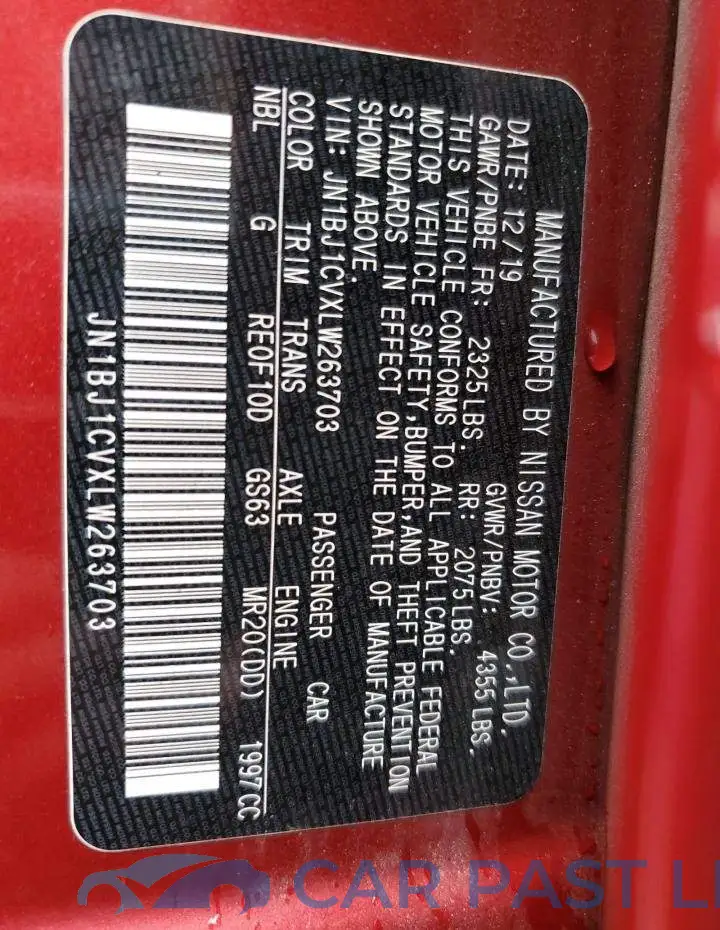 JN1BJ1CVXLW263703# 14