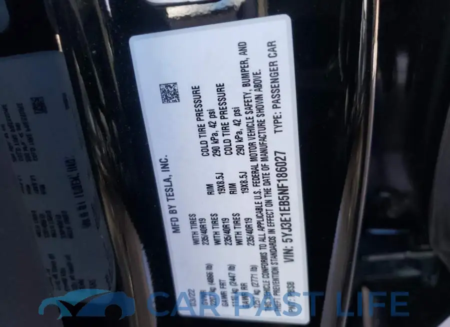 5YJ3E1EB5NF186027# 12