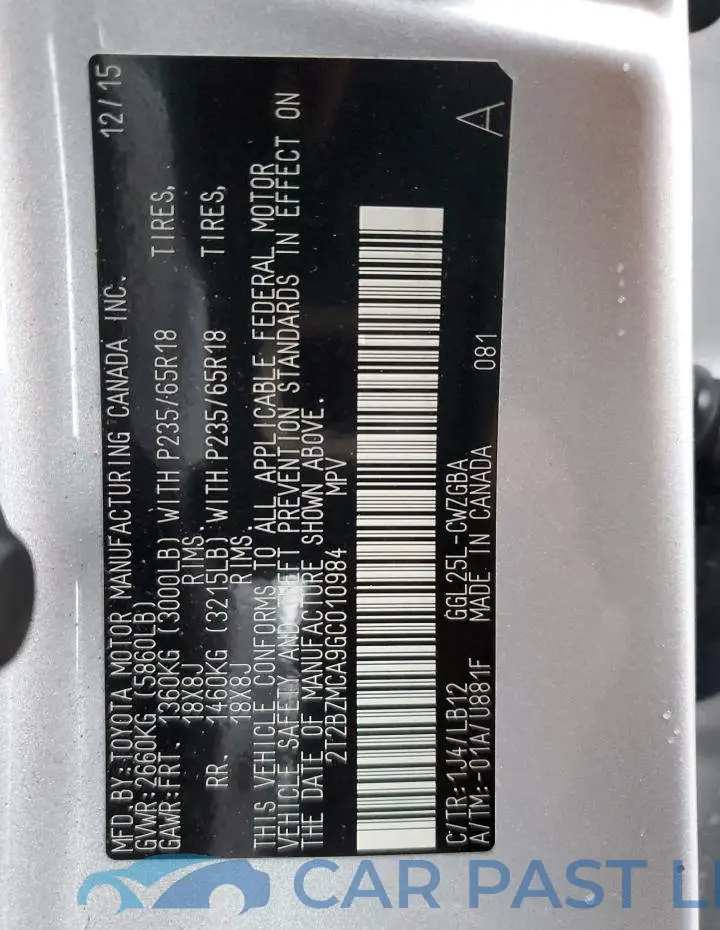 2T2BZMCA9GC010984# 13