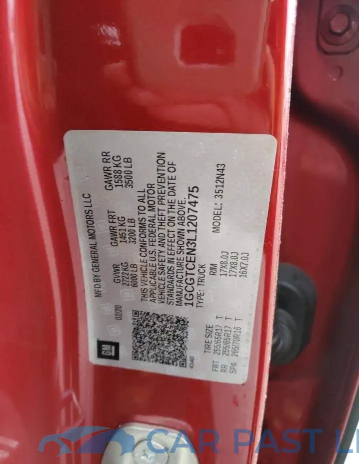 1GCGTCEN3L1207475# 12