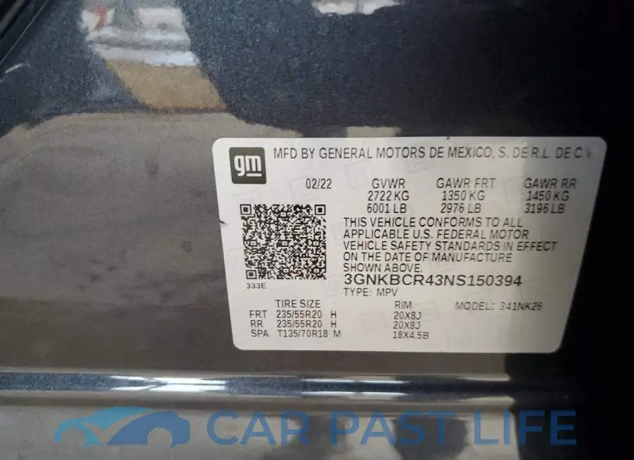 3GNKBCR43NS150394# 13