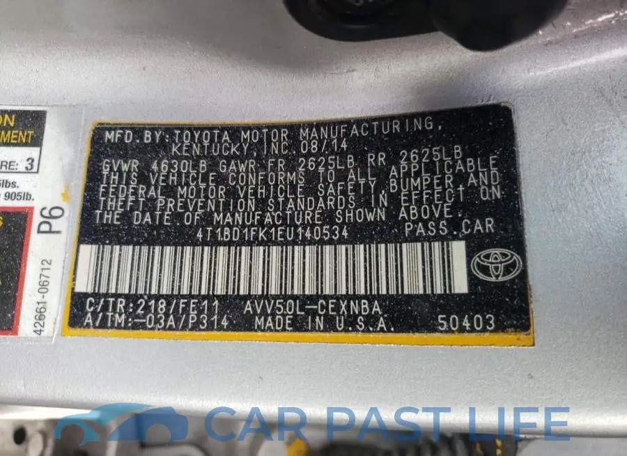 4T1BD1FK1EU140534# 12