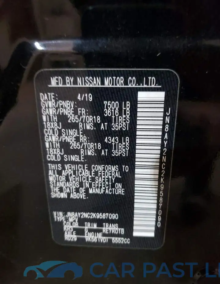 JN8AY2NC2K9587090# 10
