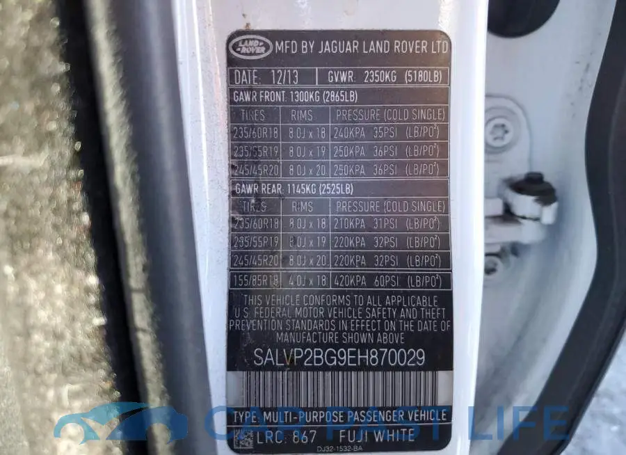 SALVP2BG9EH870029# 12