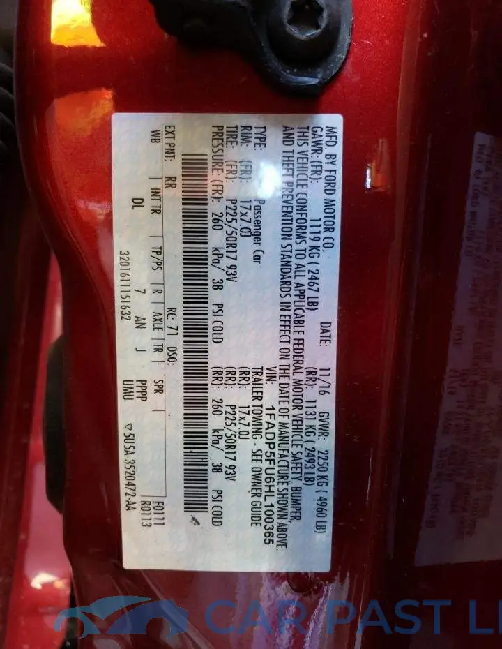 1FADP5FU6HL100365# 12