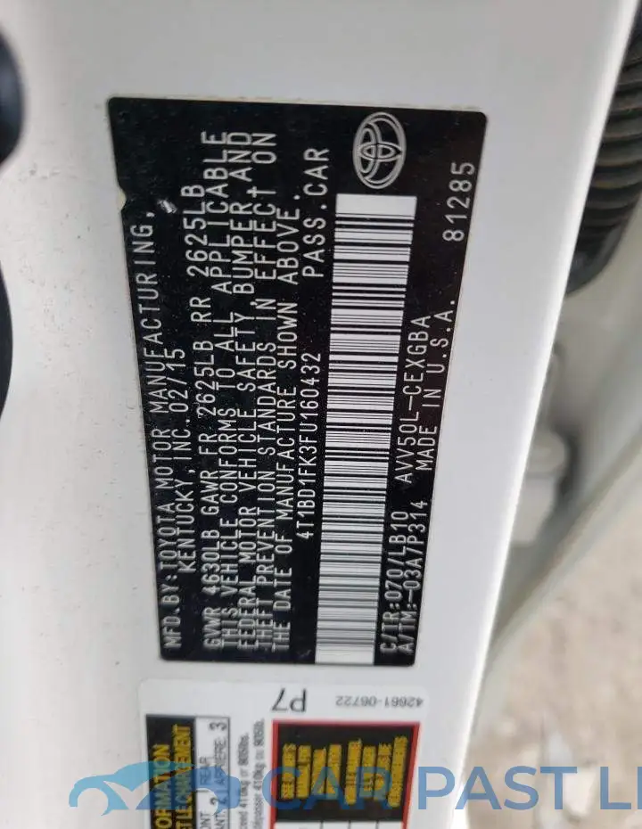4T1BD1FK3FU160432# 13