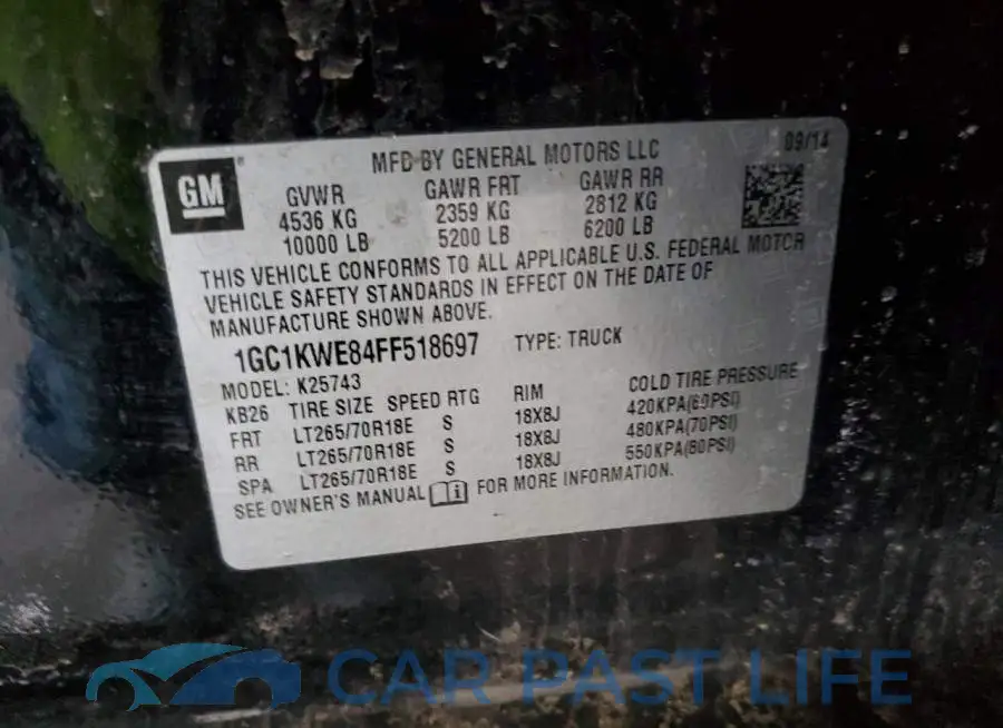 1GC1KWE84FF518697# 12
